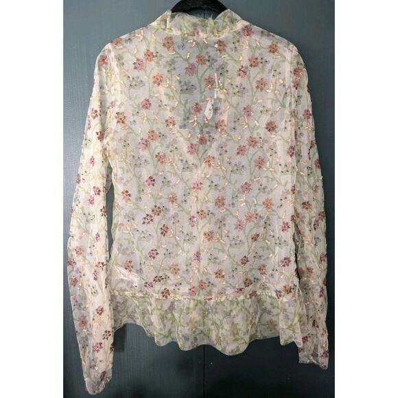 Vintage Deadstock Y2K Twin set simona barbieri Beaded Sequin Sheer Blouse Top - Picture 3 of 4